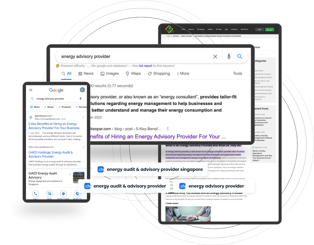 GAED SERP results