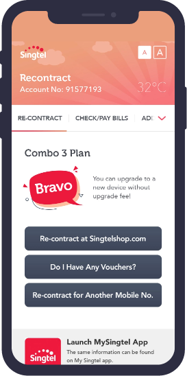 Singtel recontract webpage