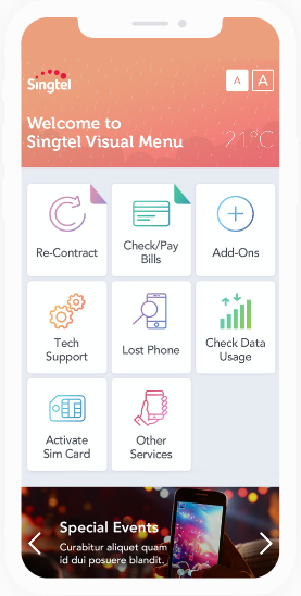 Singtel main menu