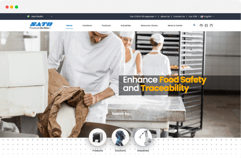 Sato website homepage