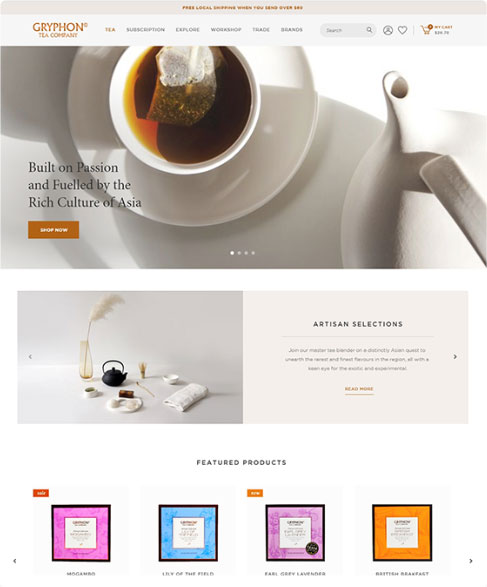 Gryphon website - Verz Design eCommerce portfolio