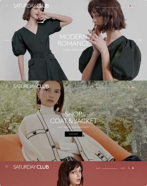 Saturday Club website - Verz Design eCommerce portfolio