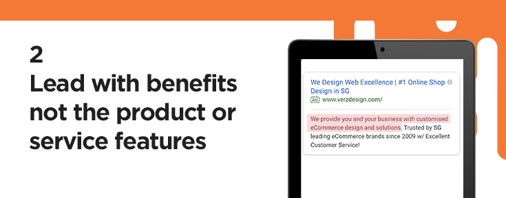 Lead with benefits, not the product or service features