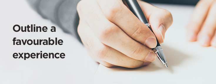 outline a favourable experience when you write product descriptions