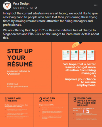 Step up your resume initiative post on Verz Design Instagram account