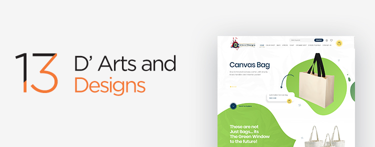 D’ Arts and Designs eCommerce websites in Singapore designed & developed by Verz Design