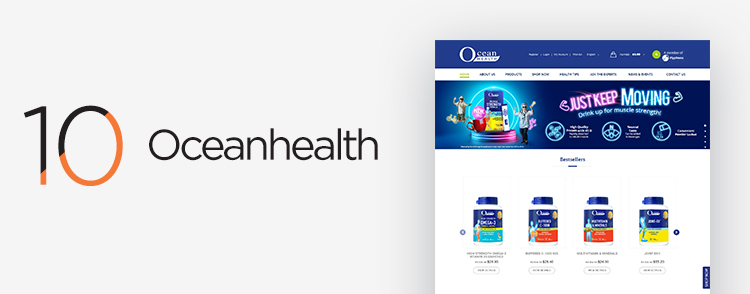 Oceanhealth eCommerce websites in Singapore designed & developed by Verz Design
