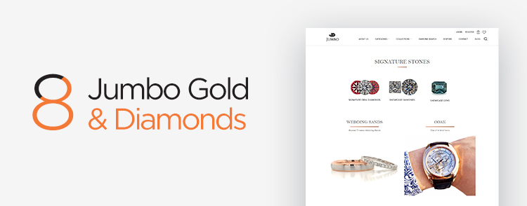 Jumbo Gold & Diamonds sme eCommerce websites created by Verz Design