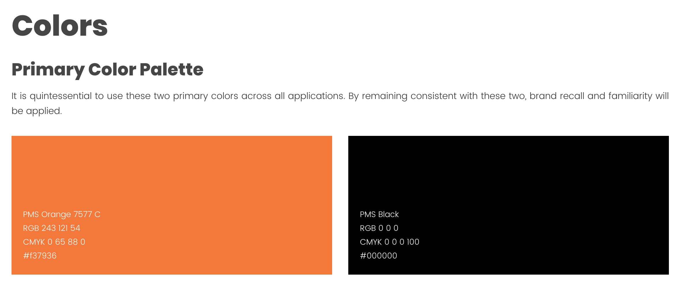 Primary color palette