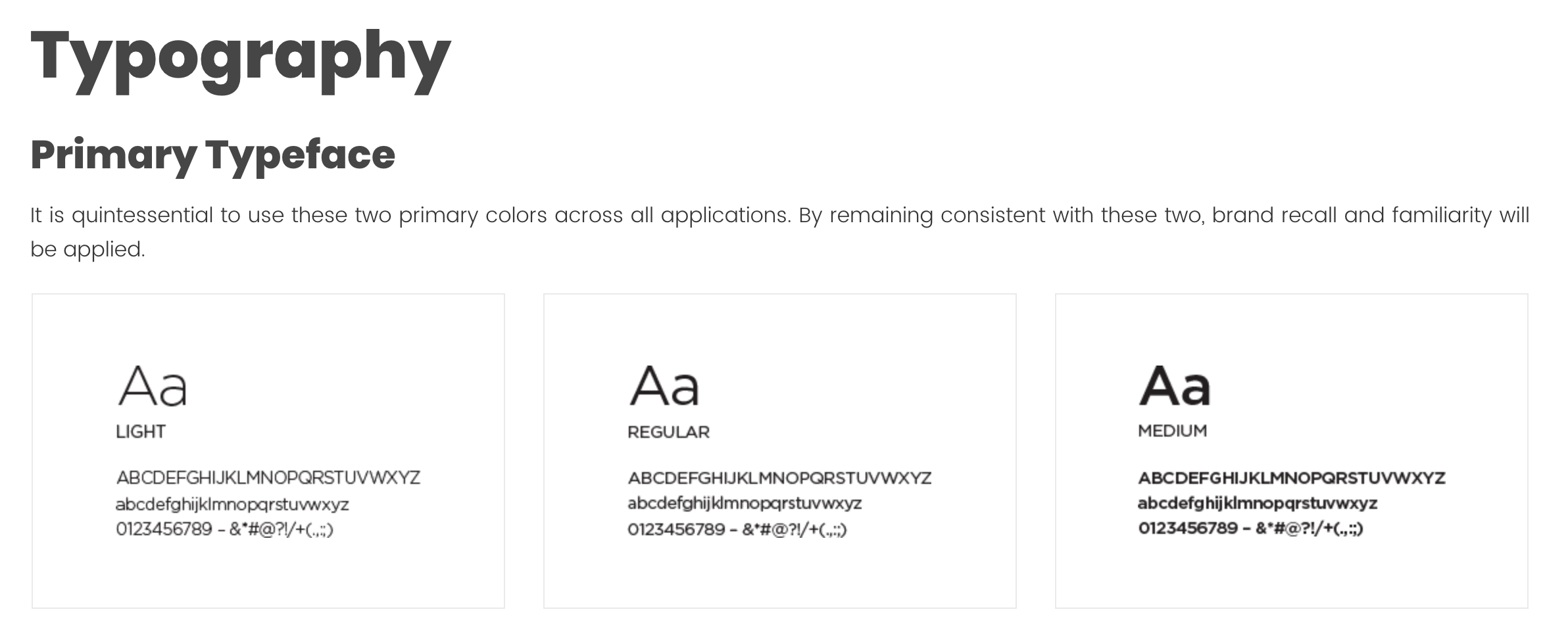 Primary typography