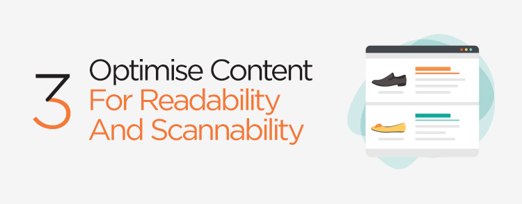 Optimise content for readability and scannability - website design tips