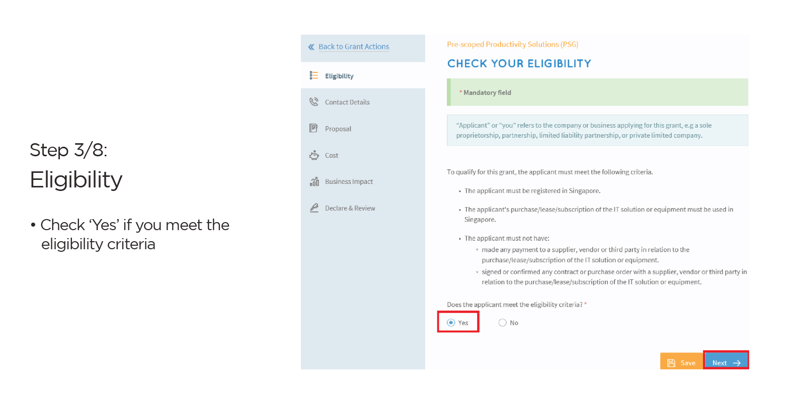 Go over the “Eligibility” criteria