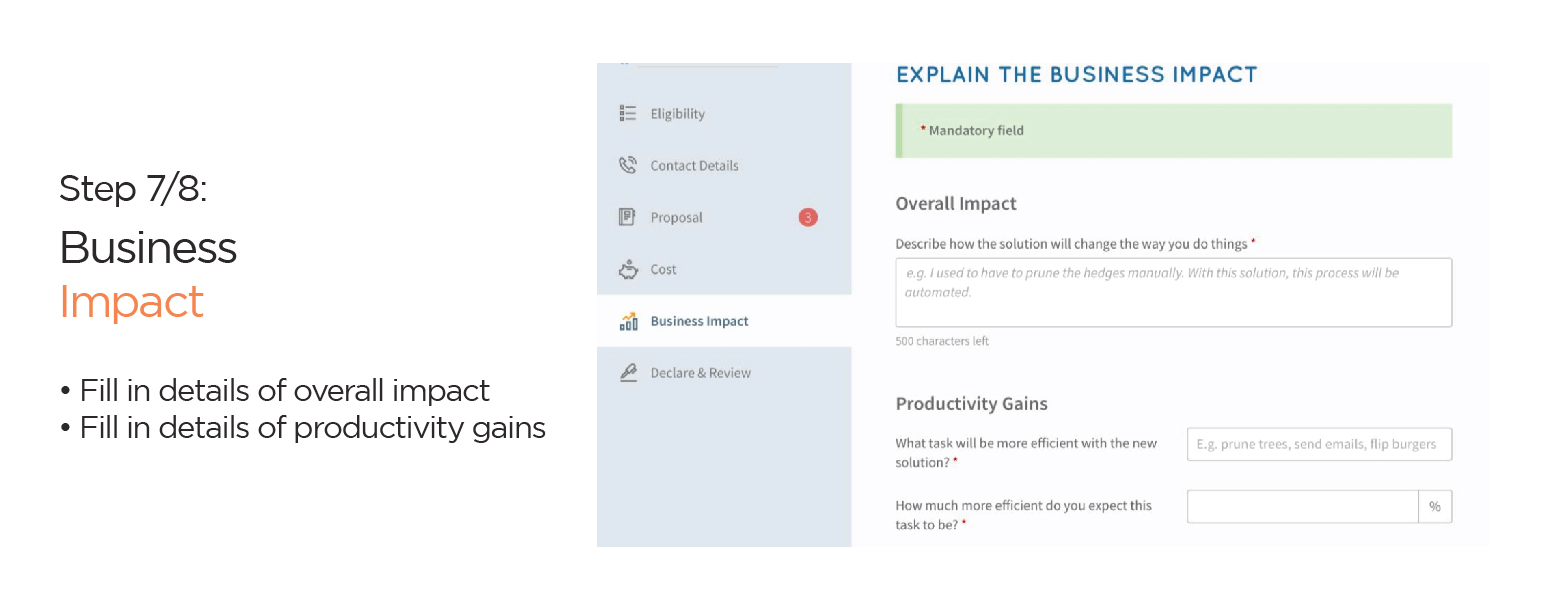 Complete the sections on cost details