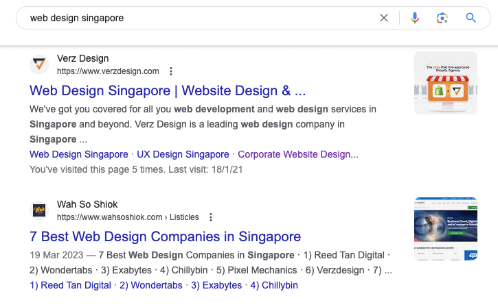 Google SERP result after on-page optimisation done