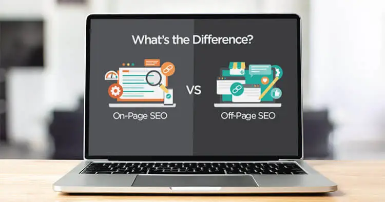 On-page SEO vs. Off-page SEO: What’s the Difference? on laptop’s screen
