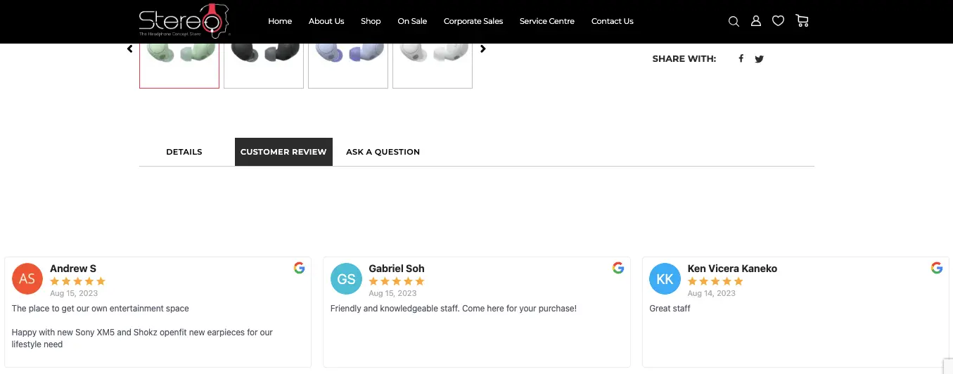 Showcase customer reviews