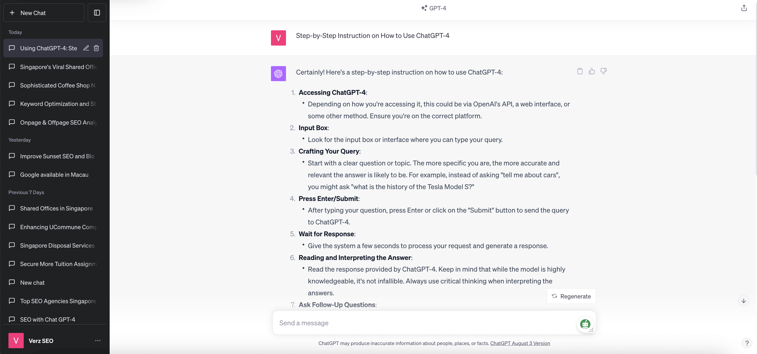 ChatGPT-4's answer to query: How to use Chat GPT-4?