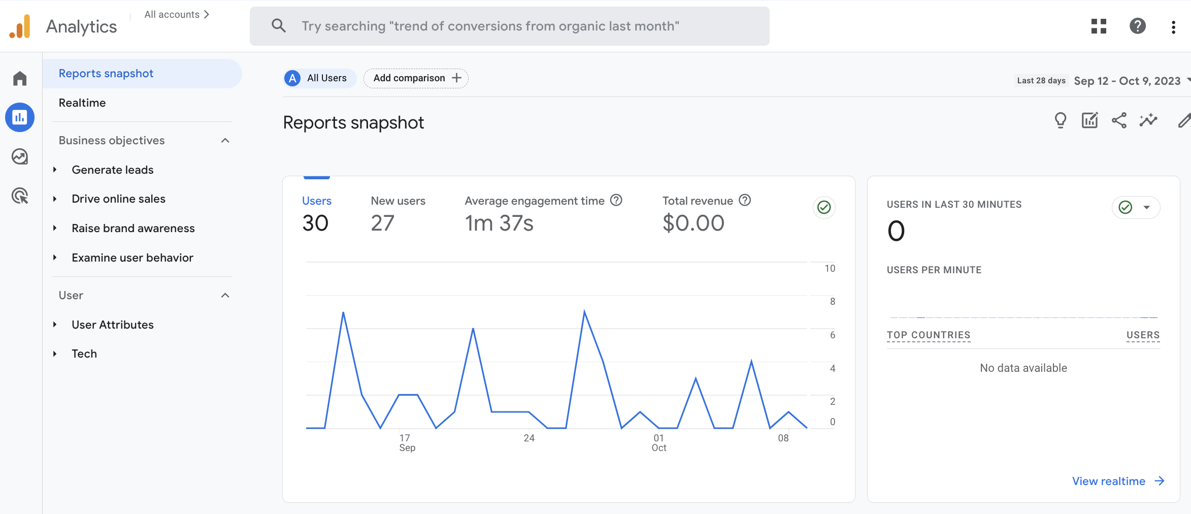 Google Analytics reports snapshot