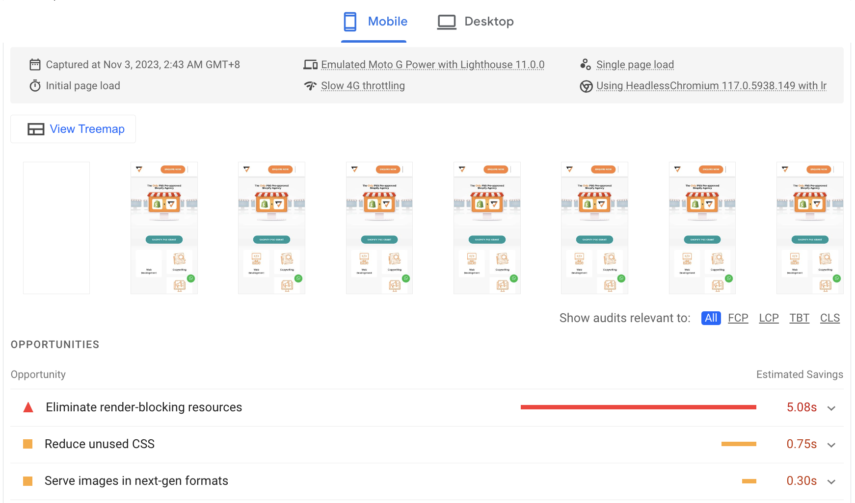 Verz Mobile Pagespeed Insights Result