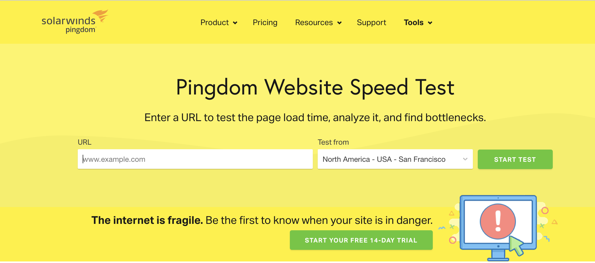 Pingdom Speed test tool