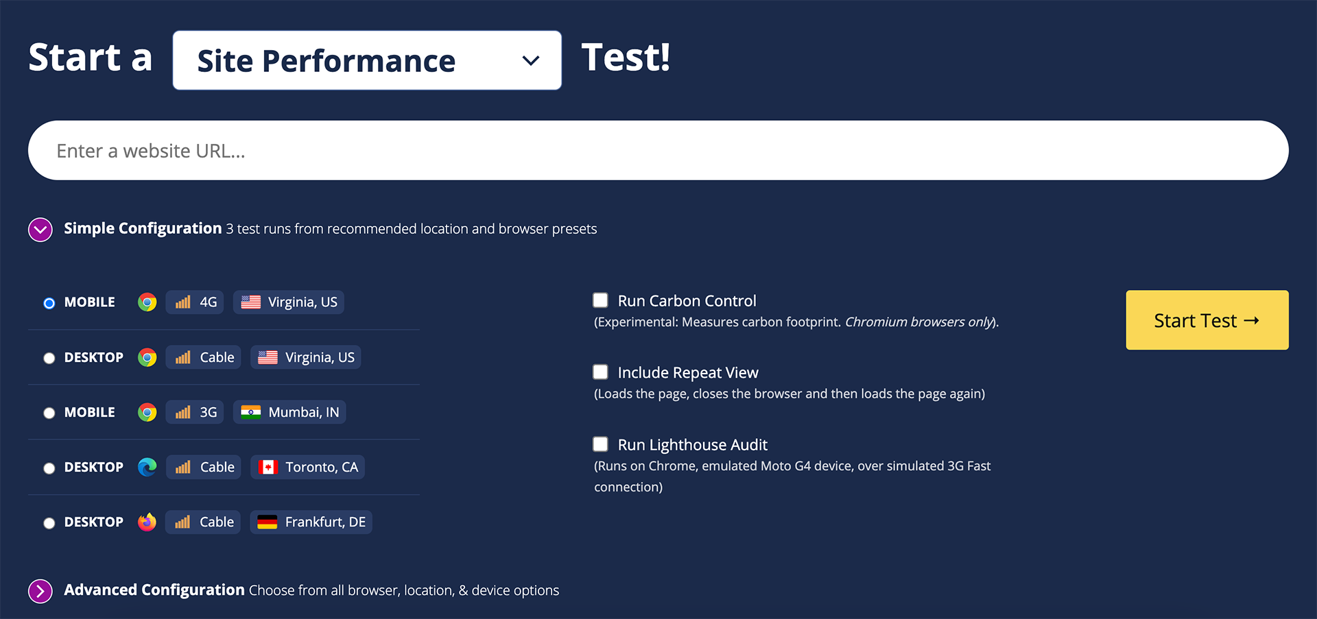 Webpage test tool