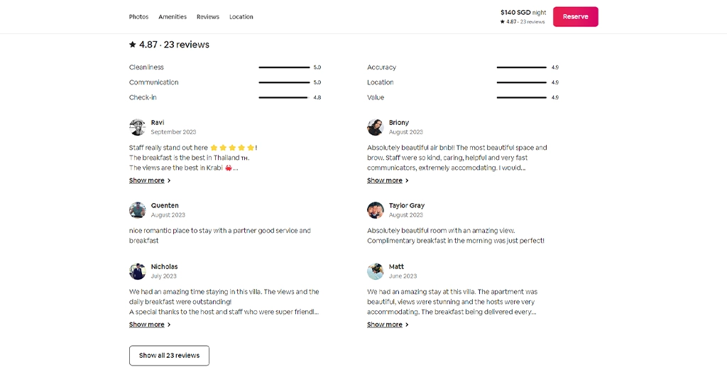 Building trust with client reviews on Airbnb