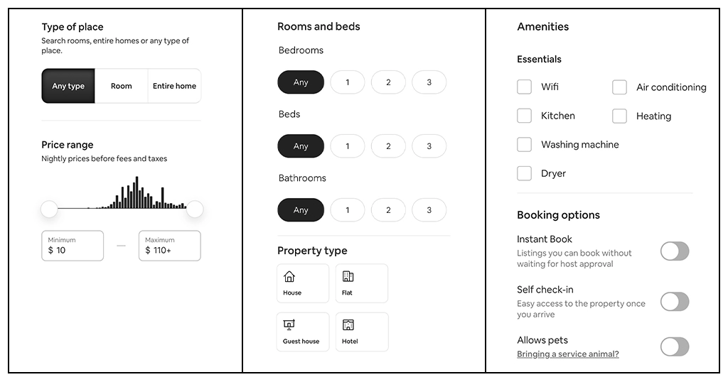 Use centric filters in Airbnb