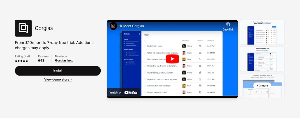 Gorgias app for Helpdesk & Live Chat