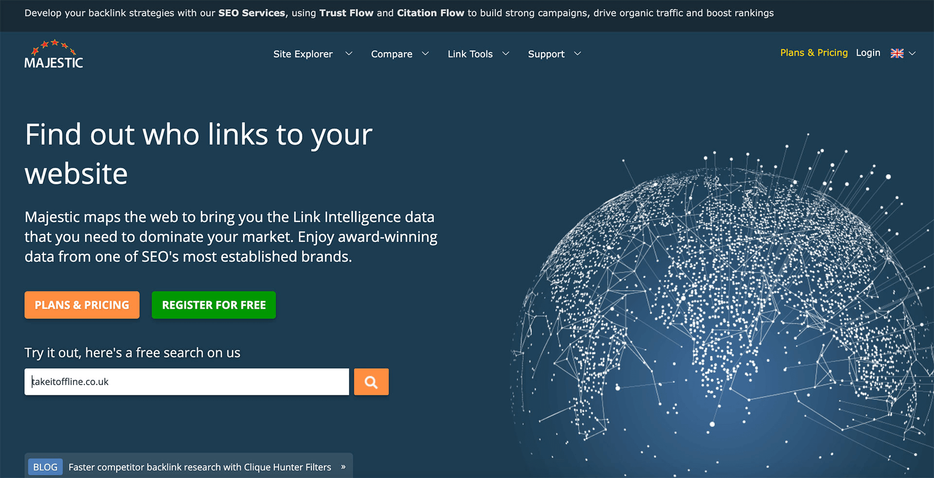 Backlinks analysis tool - Majestic