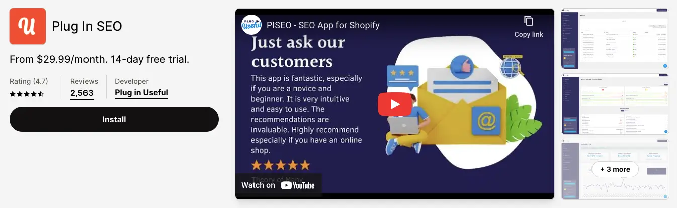 Plug in SEO shopify application