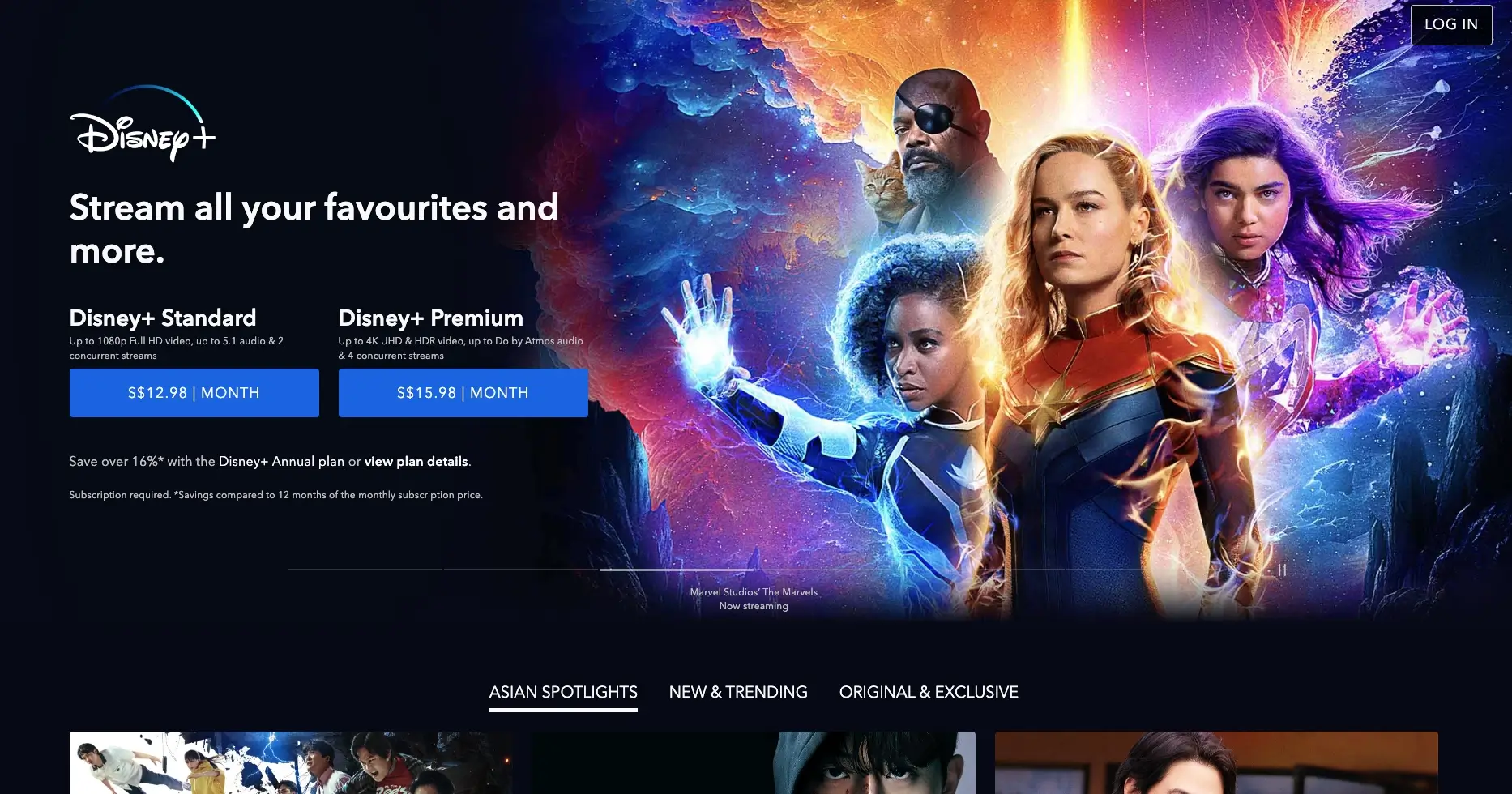 Disney+ simple landing page design