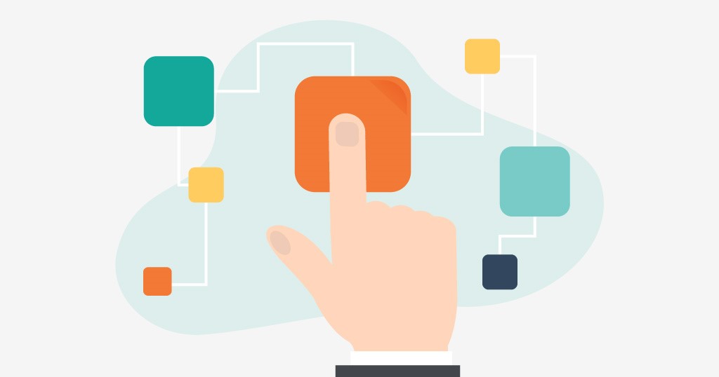 Finger pressing interactive elements on the page