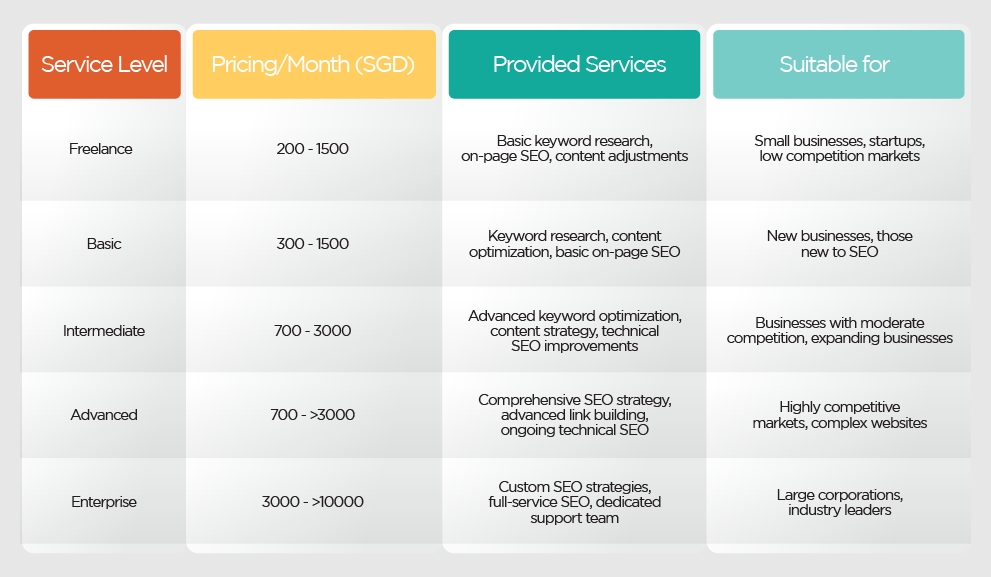 Average Costs of SEO in Singapore Overview