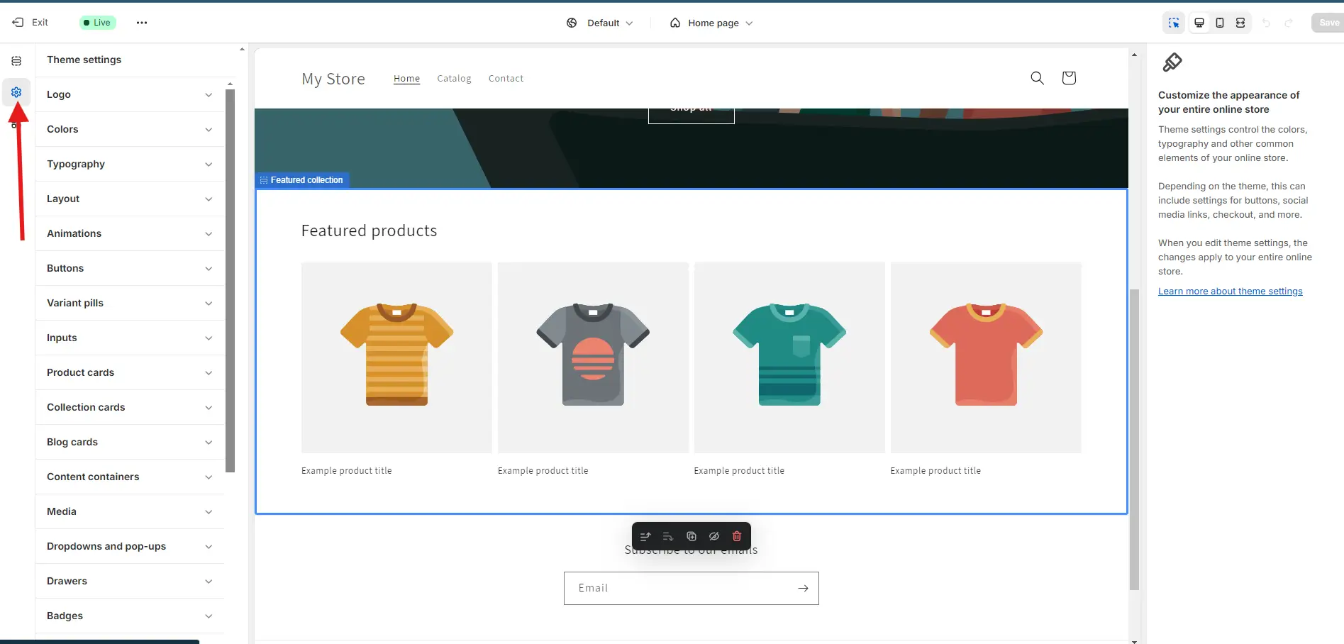 Changing Shopify theme settings